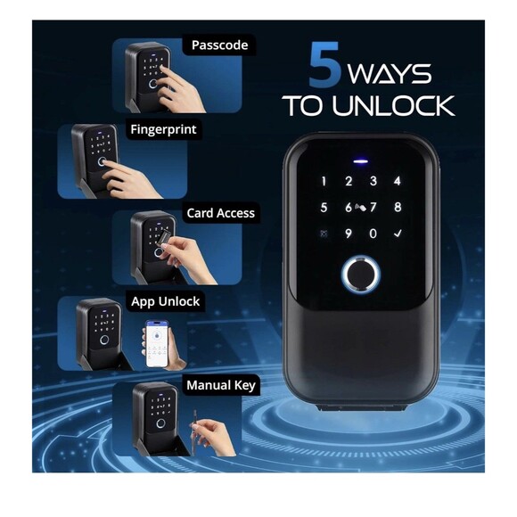 Smart Digital Wireless Lock Box App-Controlled Key Storage w Fingerprint BT Key - Picture 3 of 16